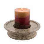Marble Products International - Fossil Stone Three Tier Candle Holder - This Fossil Stone 3 Tier Candle Holder is made of 100% hand crafted marble, polished and high shined to bring out the natural beauty of this great stone. The perfect candle holder if you like to change out size of candles with the season or event. This stone shows a variety of marine invertebrate fossils making it a stone that is truly a one of a kind. Each holder is a one of a kind piece of art, with no two looking exactly alike. Also makes a great addition to any room's decor.