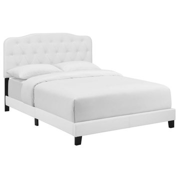 Amelia Queen Faux Leather Bed, White