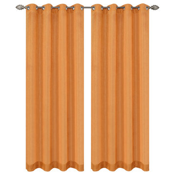 Tweed Drapery Curtain Panels with Grommets, Turmeric
