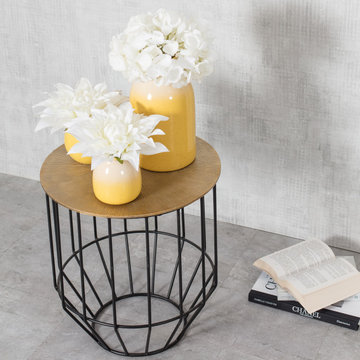 Harper Side Table - Black Legs With Gold Top