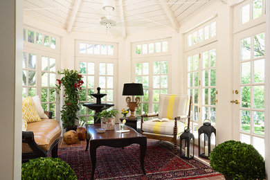 Sunroom - traditional brick floor sunroom idea in Minneapolis with a standard ceiling
