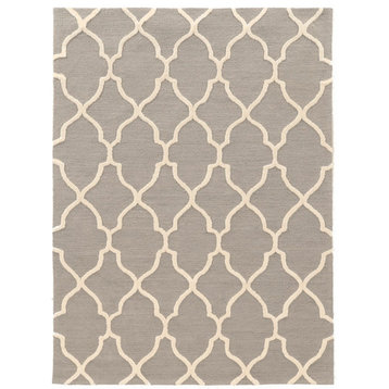 Linon Trio Geo Hand Tufted Polyester 8'x10' Rug in Gray