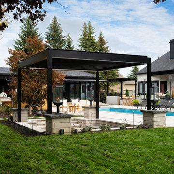 Modern Aluminum Pergola & Sunken Fire Lounge