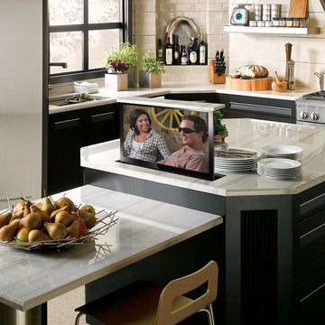 Hidden TV in Kitchen Island