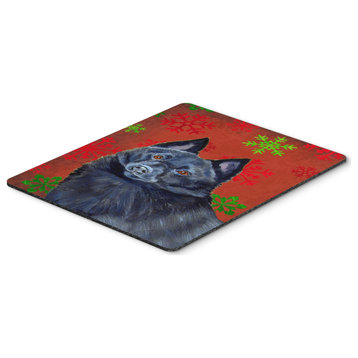 Schipperke Red & Green Snowflakes Christmas Mouse Pad/Hot Pad/Trivet