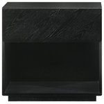 Armen Living - Petra 1 Drawer Wood Nightstand, Black Finish - Bring sophisticated style to your bedside with our Petra Wood Nightstand. Our modern and streamlined night stand makes a statement with the rich grains of wood. It features a diagonal grain pattern to vouch for a sleek and effortlessly stylish look. With an airy and elegant profile, the nightstand sits easily in a variety of styles and decor. It is perfectly scaled to accompany your bed, or work as a convenient side table to organize your knick-knacks in a home office or end table in your living room. The bedside table is crafted from engineered wood to provide a durable and easy-to-maintain option for your home. Showcasing a modern black finish, the lamp table remains a sleek complement to any corner, creating an elegant display of all your decor items. Petra Wood Nightstand features one roomy drawer and an open shelf to keep all your essentials within easy reach.