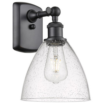 Innovations Ballston Dome 8" Sconce, LED, BK/Seed