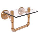 Allied Brass - Pipeline Toilet Tissue Holder with Glass Shelf, Brushed Bronze - The Pipeline collection is the latest innovation for bathroom fittings from the Allied Brass Brand of products. This toilet tissue holder gives the industrial look of pipe fittings while blending aptly with both modern and traditional bathroom decor. Toilet Paper holder with glass shelf above the roll provides a handy space to hold just about anything. This accessory is powder coated with lifetime materials to provide a decorative and clean finish. No wonder, this toilet tissue holder gives continual service for years without any trouble. The choice of superior materials makes this item free from corrosion and rust. Toilet paper holder mounts firmly with color coordinating screws and comes with a limited lifetime warranty.