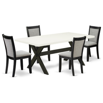 X627Mz606-5 5-Piece Dining Set, Rectangular Table and 4 Parson Chairs