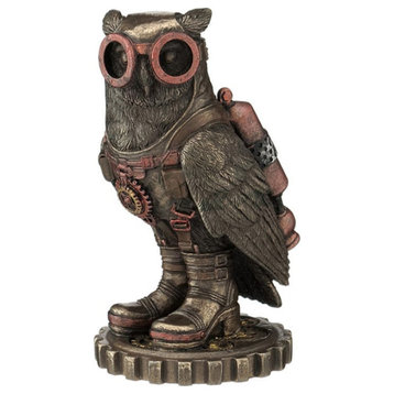 Steampunk Owl With Goggles And Jetpack - Figurine Statue by Veronese Design