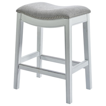 HomeRoots 31" White Finished Solid Wood Bar Stool