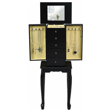 Costway Jewelry Cabinet Storage Chest Standing Organizer Mirror Black