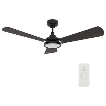 CARRO Veter 56in Ceiling Fan with Dimmable LED Light and Remote 10 Speeds, Walnut