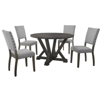 Best Master 5-Piece Solid Wood Round Dinette Set in Antique Rustic Gray