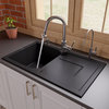ALFI 34" Single Bowl Granite Composite Kitchen Sink With Drainboard, Black