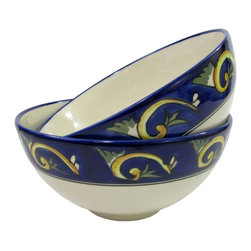 Le Souk Ceramique - Riya Stoneware Medium Deep Serving Bowls, Set of 2 - Serving And Salad Bowls