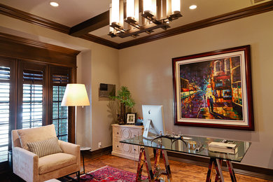 Inspiration for a transitional home office remodel in Other