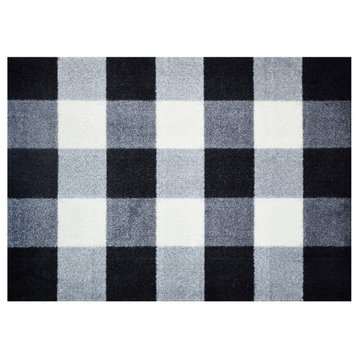 2' x 3' Black and White Buffalo Check Washable Floor Mat
