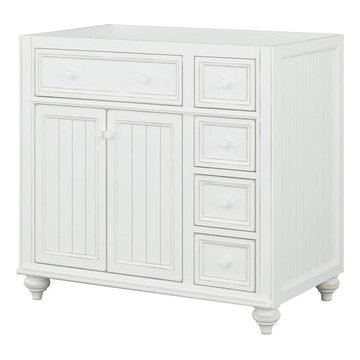 36''W x 21''D x 34''H Vanity Base, 2 Doors, 4 Drawers