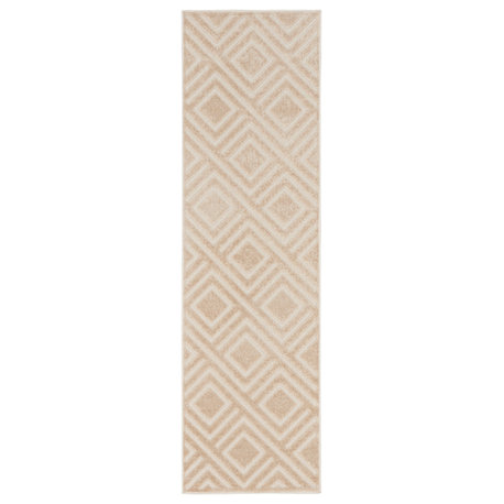Nourison Care Free 2' x 6' Beige Modern Indoor Rug