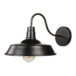 Parrot Uncle - Vintage Warehouse Shade 1 Light Down Lighting Gooseneck Wall Sconce - Outdoor Wall Lights And Sconces