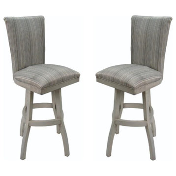 Home Square 34" Swivel Wood Extra Tall Bar Stool in Natural Fun - Set of 2