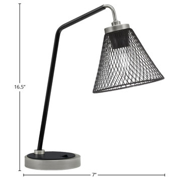 1-Light Desk Lamp, Graphite/Matte Black, 7" Matte Black Cone Mesh Metal Shade