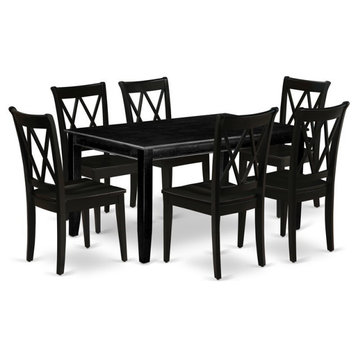 East West Furniture Dudley 7-piece Dining Set with Rectangular Table in Black