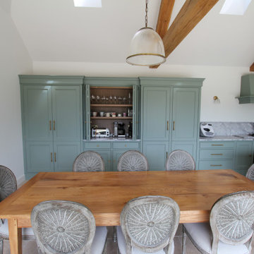 Large kitchen/diner extension with large sliding doors to the terrace