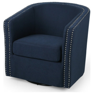 Jaymee Fabric Swivel Chair, Blue and Black