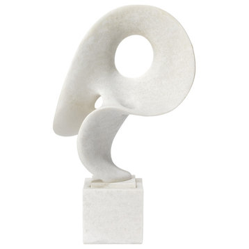 Organic Shape Abstract Free Form Sculpture on Pedestal Figural Modern Off White