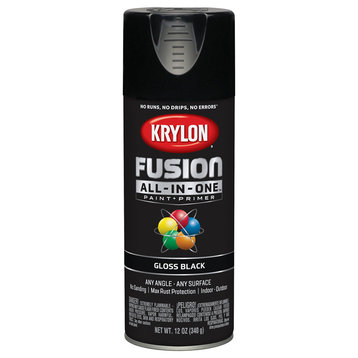 Krylon K02702007 Fusion All-In-One Paint & Primer Spray, Gloss Black, 12 Oz