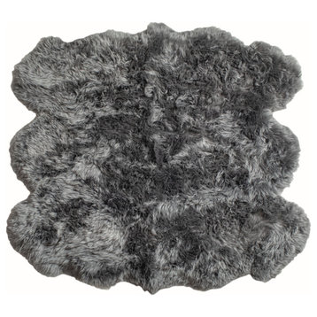 New Zealand Sexto Sheepskin Rug 5'x6' Grey, Grey