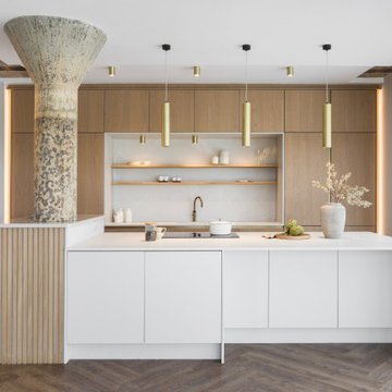 Rezana & Zola Matte Kitchen in Parched Oak & Light Grey