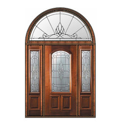 Prehung Side lights-Transom Door 80 Wood Mahogany Versailles - Front Doors