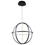 Artcraft Lighting - Celestial 55W LED Orb Chandelier, Matte Black - The "Celestial" collection orb is truly unique and stylish. The matte black finish on this double frame is eye catching. Illuminated by bright energy efficient integrated LED, this chandelier would fit in any surrounding, especially in transitional to contemporary settings. Smaller 13.75" size also available.