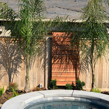 Custom horizontal wood work: trellises, AC screen and doggy swing gate -construc