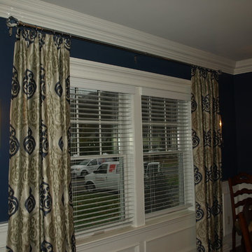 Custom Drapery Navy Dining Room
