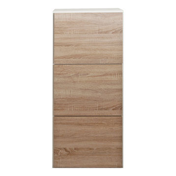 Bamboo Shoe Storage Cabinet, White/Natural Oak