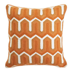 Edgy Crewelwork Pillow Cover - Orange - Decorative Pillows