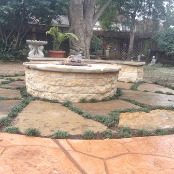 Gas Fire Pit & Stone Seatwall