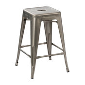 Hart Metal Counter Stools, Set of 4, Distressed Metal, 24"