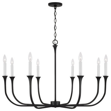 Capital Lighting 452381 Decklan 8 Light 38"W Taper Candle Style - Black Iron