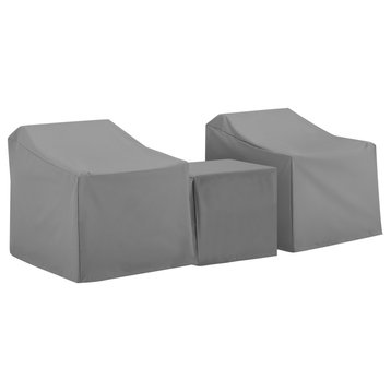3-Piece Furniture Cover Set, Gray, 2 Arm Chairs, End Table