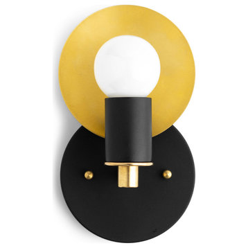 Mid Century Sconce, Wall Lamp, Model No. 8677, Black/Brass