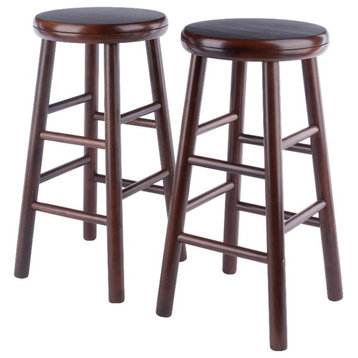 Winsome Shelby 2-Piece 25.3"H Swivel Seat Solid Wood Counter Stool Set in Walnut