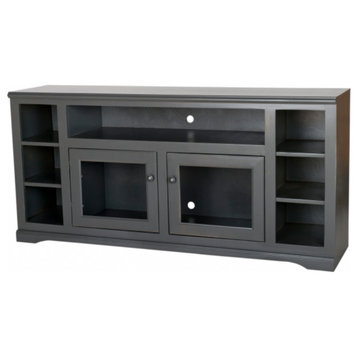 66" Wide Entertainment Console With Shelves, Iron Ore