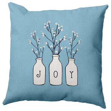 Ice Colored Joy Christmas Polyester Throw Pillow, 18"x18"