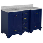 Kitchen Bath Collection - Nantucket 60" Bath Vanity, Royal Blue, Carrara Marble, Double Vanity - The Nantucket: timeless and classic.