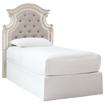 Realyn Chipped White Twin Upholstered Headboard